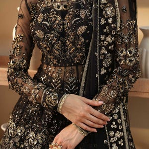 Black Maxi Frock Lehenga Choli Pakistani Indian Bridal Wedding Dress Bridesmaid Guest Suit Reception Outfit Party Wear Clothes for Women