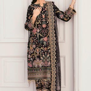 Pakistani Indian Wedding Guest Bridesmaid Dress Embroidered Black Salwar Kameez Bridal Outfit Party Wear Clothes  Punjabi Suit for Women