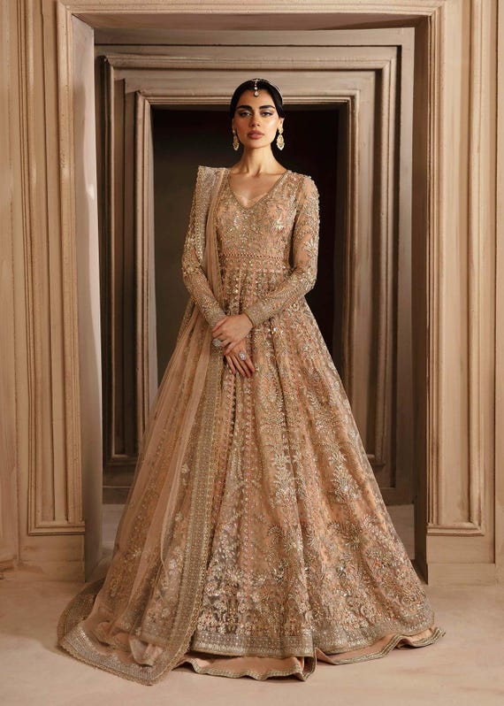 brown wedding dress pakistani Brown Embroidered Pakistani Suit Wedding Dress