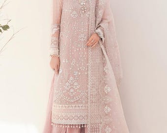 Pakistani Indian Wedding Guest Bridesmaid Dress Embroidered Pink Salwar Kameez Bridal Outfit Party Wear Clothes  Punjabi Suit for Women