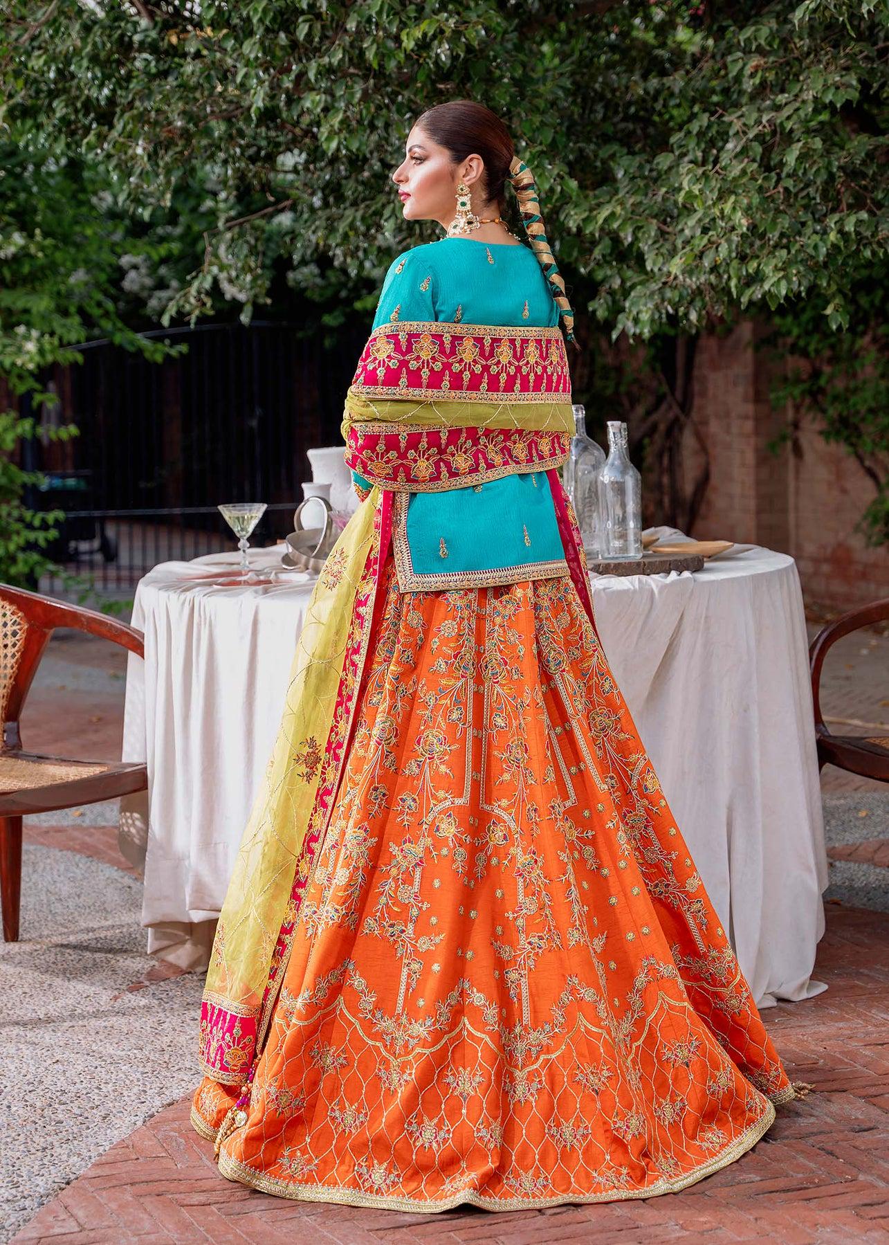 open lace back dress Pakistani Dresses for Women Ready to Wear Salwar Kameez with Dupatta  Jacquard Sky Blue Orange main image 0