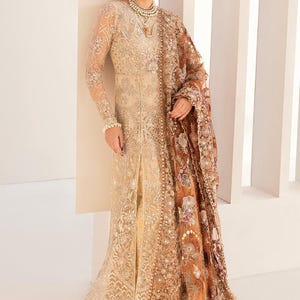 Pakistani Indian Bridal Wedding Dress Maxi Frock Salwar Kameez Style Guest Bridesmaid Outfit Reception Suit Embroidered Party Wear Clothes