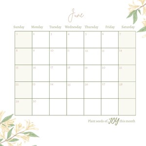 June 2025 Calendar | Printable June Calendar | Floral Calendar