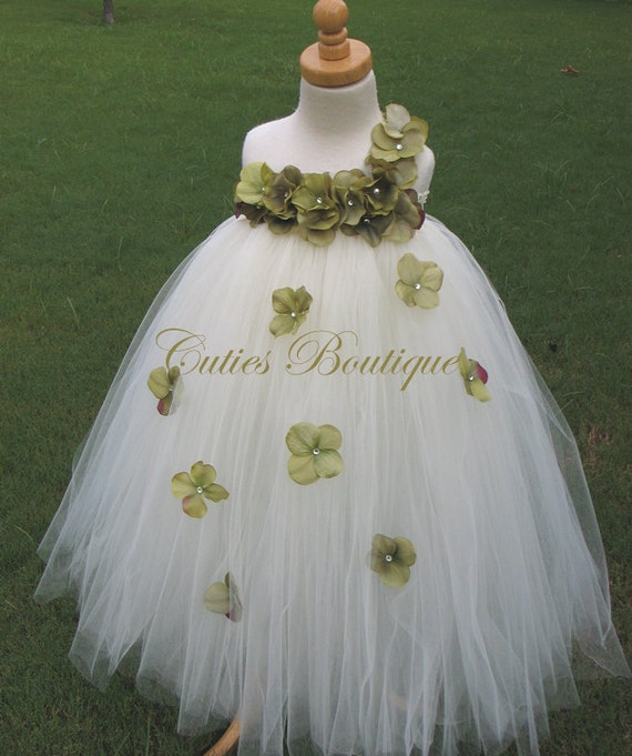 moss green flower girl dress