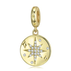 S925 Sterling Silver Eight-Pointed Star Charm, Dangle Charm，DIY Charm, Charm for Bracelet, Gift For Her, Birthday Gift