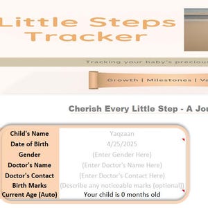Baby Growth Tracker | Editable Excel Template | Newborn to 3 Years | Height, Weight, Head Circumference Chart