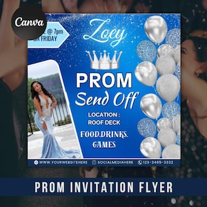 Glamorous Prom Send-Off Flyer: Editable Canva Template (Digital Download)