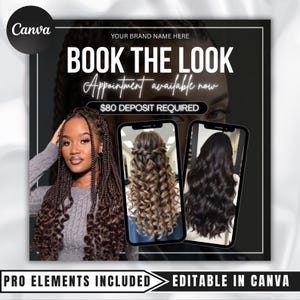Editable Booking Flyer: Hair, Lash, Nail Tech, MUA - Canva Template