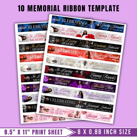 Memorial Ribbon Template Bundle | Funeral Canva Designs (Digital Download)