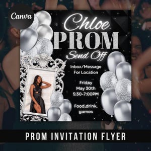 Glam Prom Send-Off Flyer: Editable Canva Template (Digital Download)