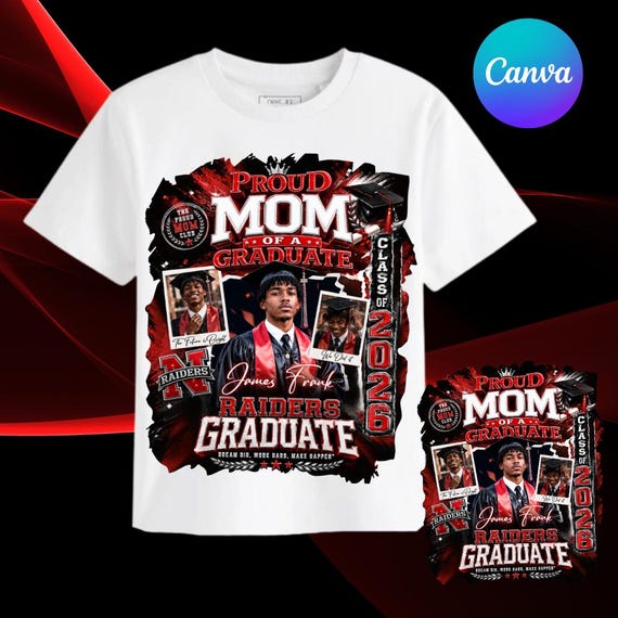 Proud 2025 Graduate Insert Photos Editable Canva Template, Proud Mom of a Class of 2025 Graduation Canva Template, Proud Family Graduate