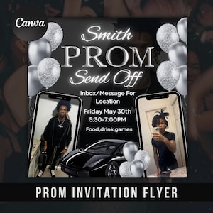 Prom Send-Off Flyer: Glamorous Canva Template (Digital Download)