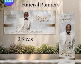 Photo Memorial Banner: Custom Funeral Welcome Sign, Celebration of Life Backdrop (Canva PDF)