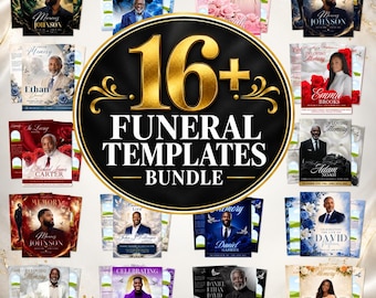 Funeral Program Template Bundle, Editable Canva Memorial Booklet, Celebration of Life, Obituary Order of Service, 8.5x11 Bifold