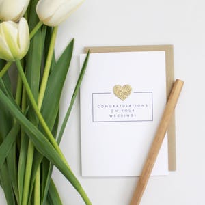 CONGRATULATIONS on your wedding day Card // gold heart // glitter heart // wedding card // gold // wedding // congratulations wedding