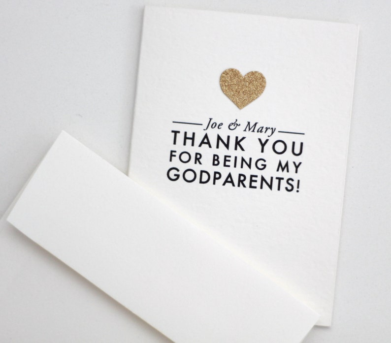 THANK YOU for being my Godparents / Custom name / card with gold glittered heart appliqué / godparents card / thank you godparents / custom image 5