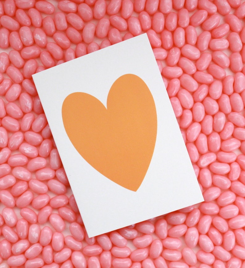 Card with a melon orange heart // anniversary card // generic card // card for any occasion // heart cards // cards with a heart // orange image 1