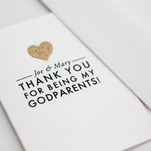 THANK YOU for being my Godparents / Custom name / card with gold glittered heart appliqué / godparents card / thank you godparents / custom image 4