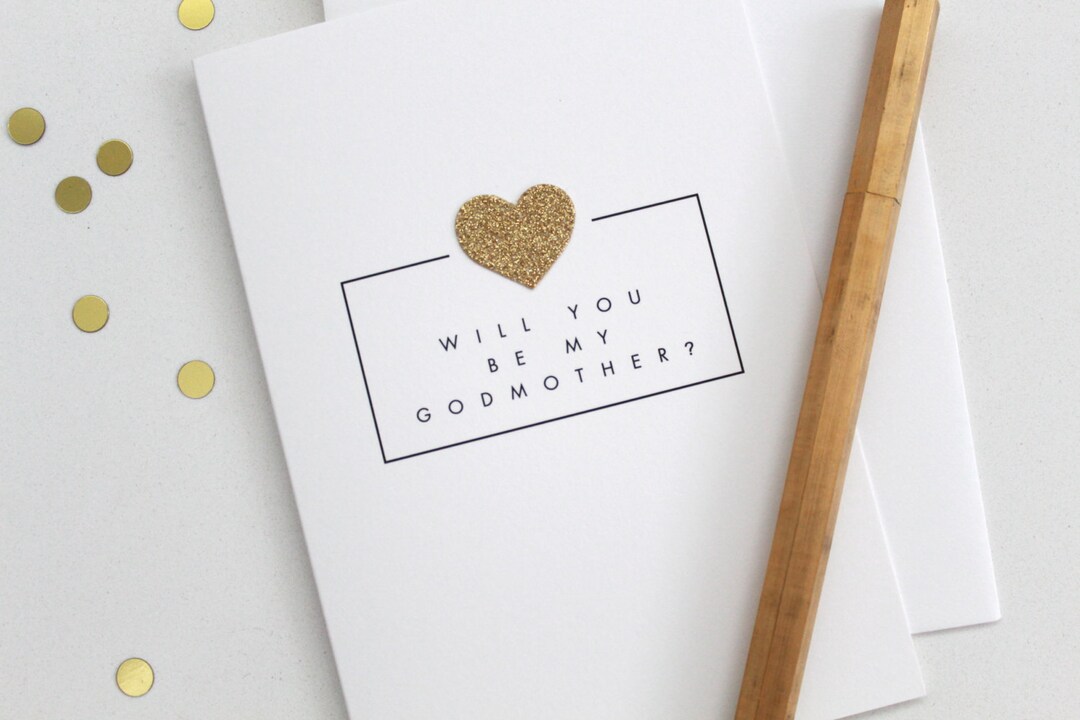 Will You Be My Godmother/ Godmother Card With Gold Glittered Heart