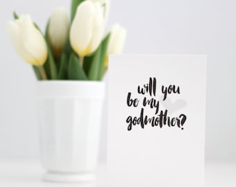 Godmother card with grey heart / baptism godmother / christening godmother / asking godmother / will you be my godmother? card