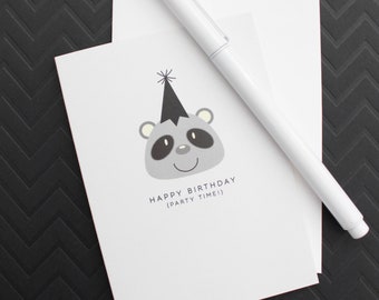 Happy birthday (party time!) racoon card / Card with a racoon / birthday card / party hat birthday card / card with a racoon