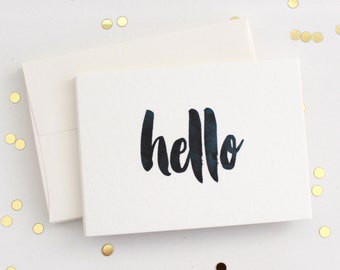 hello NOTECARDS // hello flat notecards // hello notes // hello cards // Set of 10 - "hello" notecards // hello notecards //  Size 3.5 x 5.5