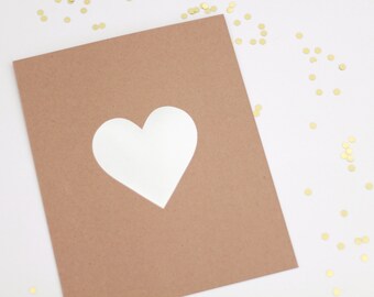 Silver Foil Heart Print - Letter Pressed on Thick Craft Paper - Size 8x10