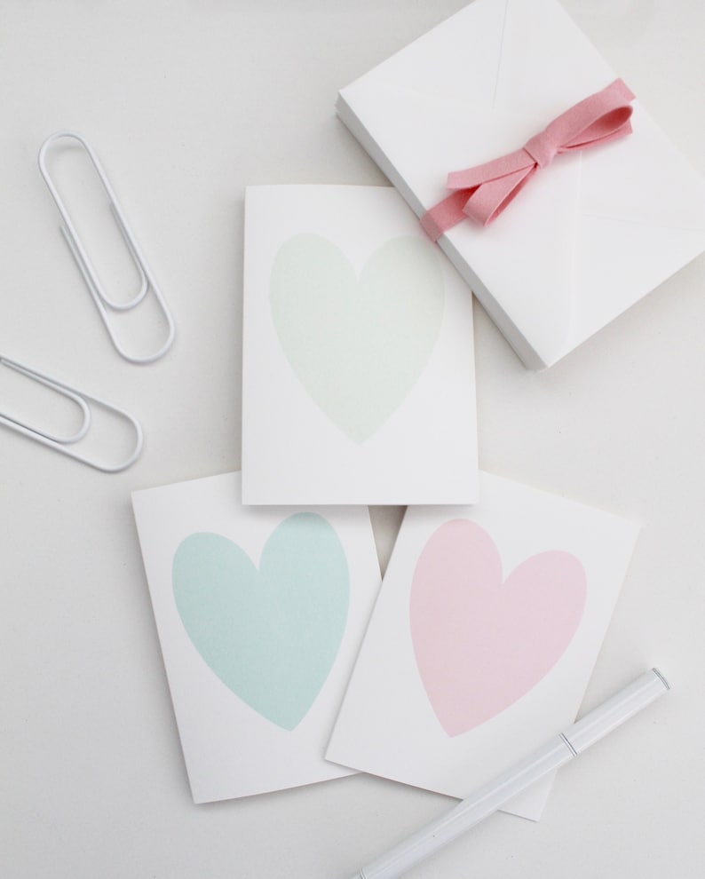 Set of 3 heart cards / generic card / card for any occasion / heart cards / cards with a heart / various coloured heart cards / anniversary image 1