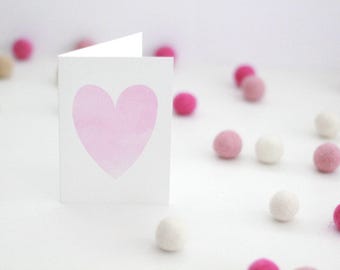 Card with a pink watercolour heart / anniversary card / heart cards / cards with a heart / pink heart card / pink heart / watercolour