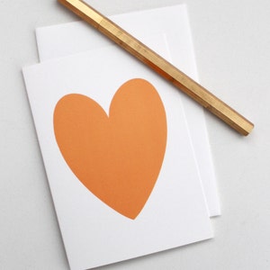 Card with a melon orange heart // anniversary card // generic card // card for any occasion // heart cards // cards with a heart // orange image 2