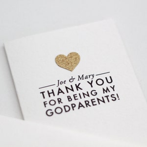 THANK YOU for being my Godparents / Custom name / card with gold glittered heart appliqué / godparents card / thank you godparents / custom image 2