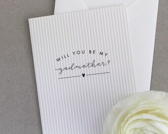 Godmother card with grey heart / baptism godmother / christening godmother / asking godmother / will you be my godmother? card