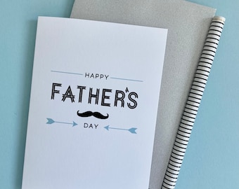 HAPPY FATHER'S DAY // Father's Day Card // card for dad // father's day greeting // moustache // dad's card