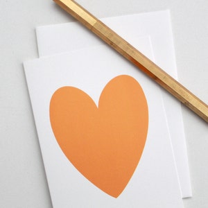 Card with a melon orange heart // anniversary card // generic card // card for any occasion // heart cards // cards with a heart // orange image 3