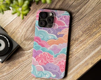 Pastel Japanese Cloud Phone Case ,Colorful iPhone Cover, Cute Kawaii Sky Aesthetic, Soft Abstract Art Case, Gift for Her