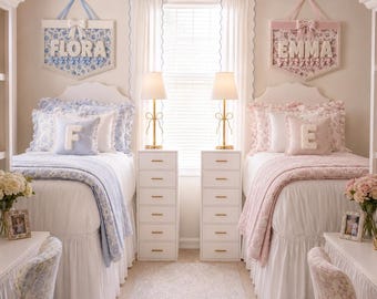 Personalized Dorm Room Name Sign, Custom Floral Wall Banner, Coquette Room Decor, Preppy Dorm Decor, College Bound Gift