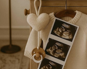 Plush Heart Pacifier Holder: Baby Shower Gift for Mom to Be, Nursery Neutral Decor, Welcome Newborn gift