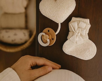 Plush Heart Pacifier Holder | Pastel Nursery Decor, Baby Shower Gift