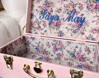 Personalized Leather Baby Keepsake Trunk Large Storage Gift for Newborn Nursery Gift Monogram Design Custom Chest Infant Present Luxury Gift