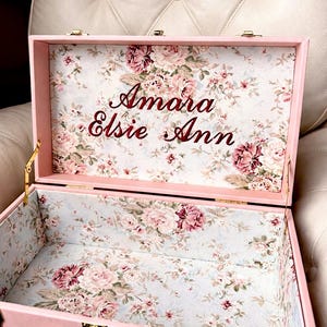 Baby Keepsake Trunk, Personalized Memory Chest, Baptism Gift for Girl, Heirloom Storage Box, Daughter Gift