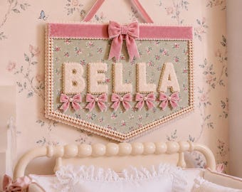 Personalized Baby Girl Name Sign, Heirloom Nursery Decor, First Baby Gift