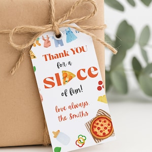 Pizza Baby Shower Thank You Tag | Slice Slice Baby Shower Favor Tag | Editable Template | Pizza Party Printable | Instant Download 2X3.5