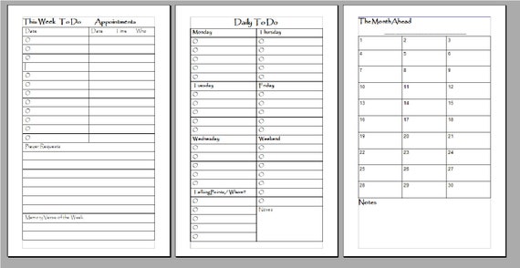 weekly planner pages basic easy to print etsy