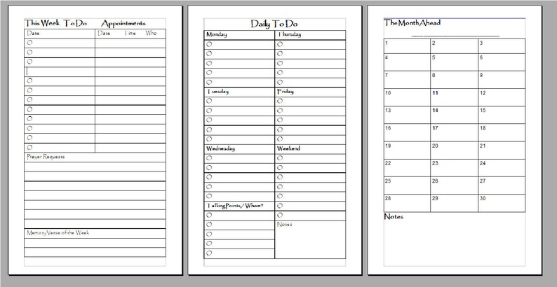 weekly planner pages basic easy to print etsy