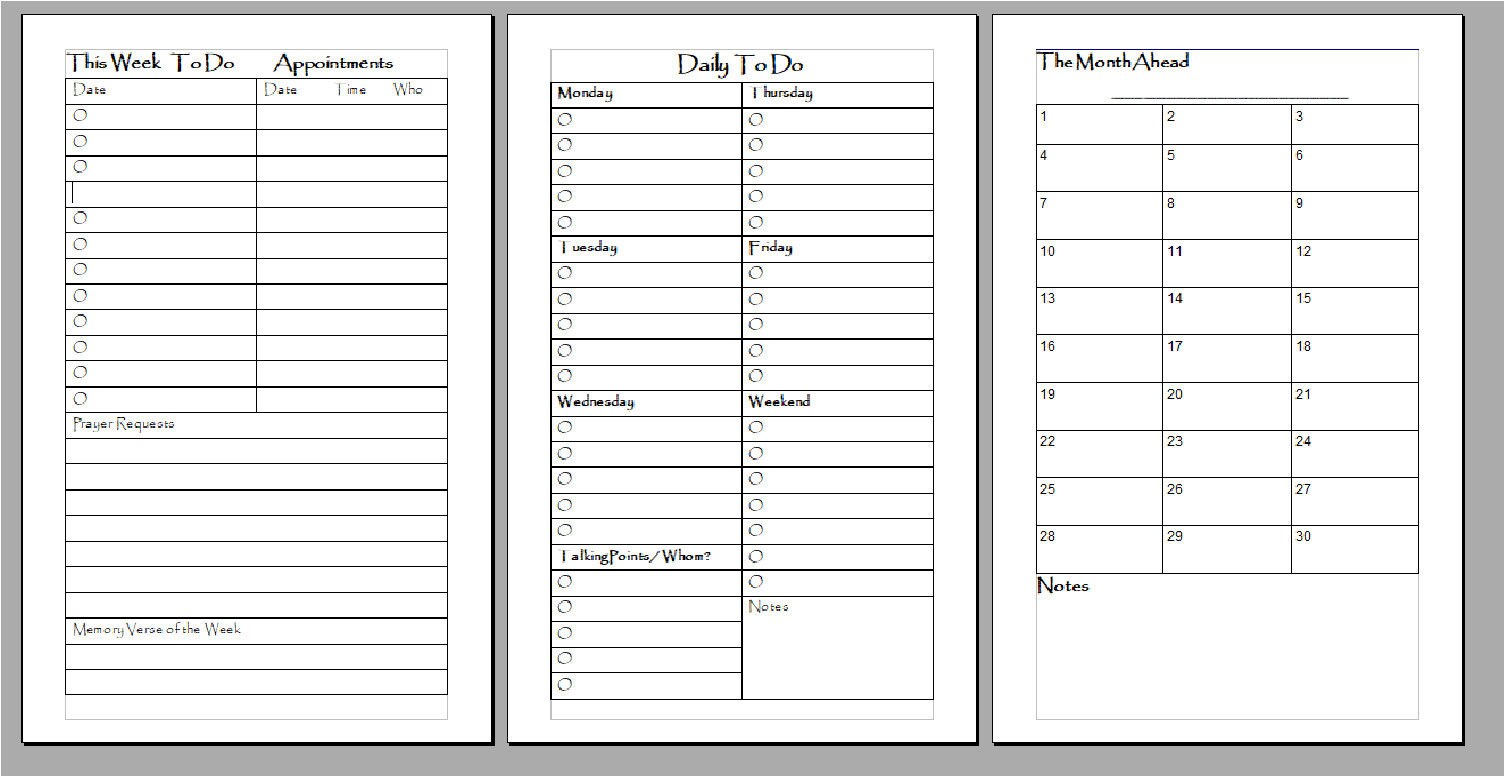 weekly planner pages basic easy to print etsy