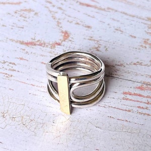 925 Sterling Silver and Gold Ring