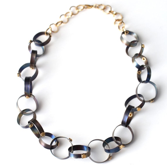 Loop Necklace, Titanium Necklace Women