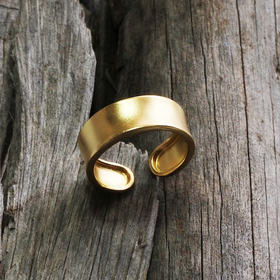 Gold cuff ring wide gold band ring minimalist ring modern Etsy