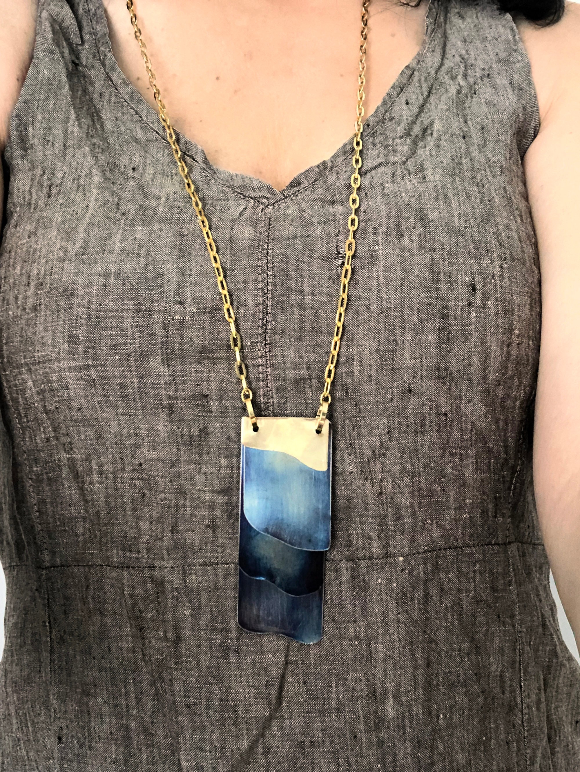 Titanium Pendant Necklace Gold Layered Pendant Etsy