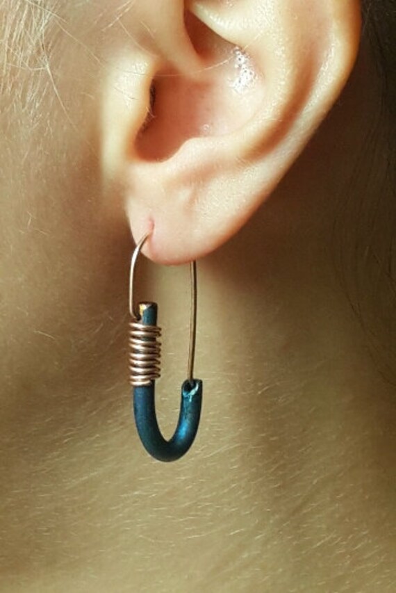 Gypsy Titanium earring grey earring modern earring hoop Etsy